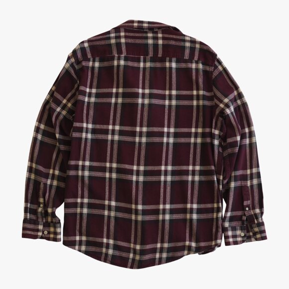 (VINTAGE) URBAN PIPELINE | 100% COTTON OVERSIZED RELAXED BURGUNDY PLAID FLANNEL - Picture 3 of 3